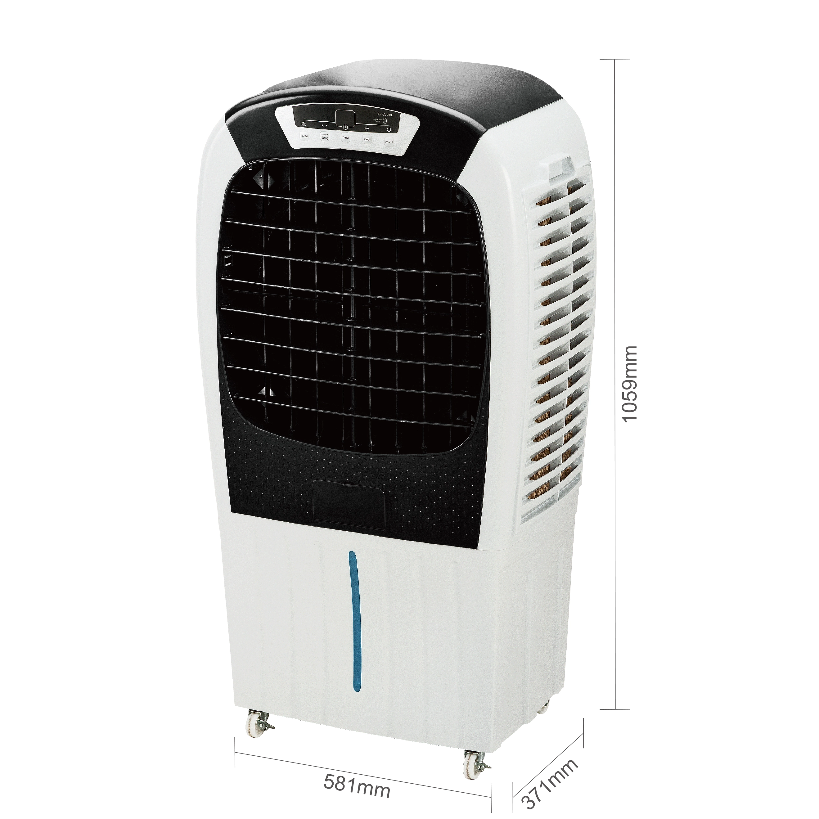 Enfriador de CA móvil comercial, enfriador de aire por evaporación de agua, ventilador de enfriamiento portátil de 40L, enfriador de aire de pie
